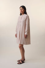 Carica l'immagine nel visualizzatore di Gallery, Abito corto in cotone stampato a righe bianco