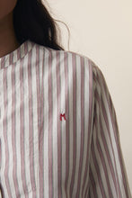 Carica l'immagine nel visualizzatore di Gallery, Abito corto in cotone stampato a righe bianco