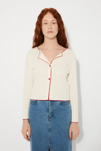 Cardigan in maglia con bordatura a contrasto