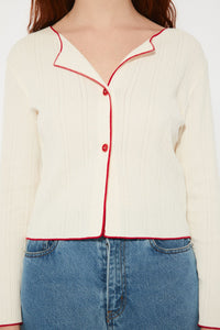 Cardigan in maglia con bordatura a contrasto