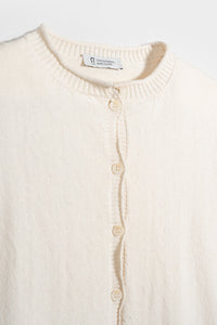 Cardigan corto in cotone rigenerato color burro