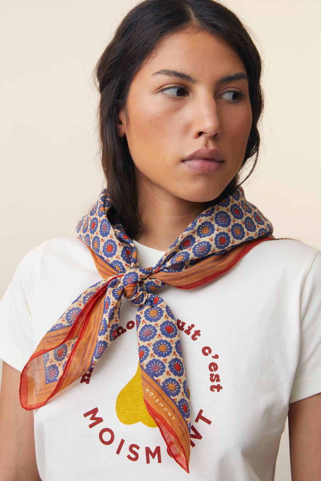Foulard in cotone con motivo a fiori vintage