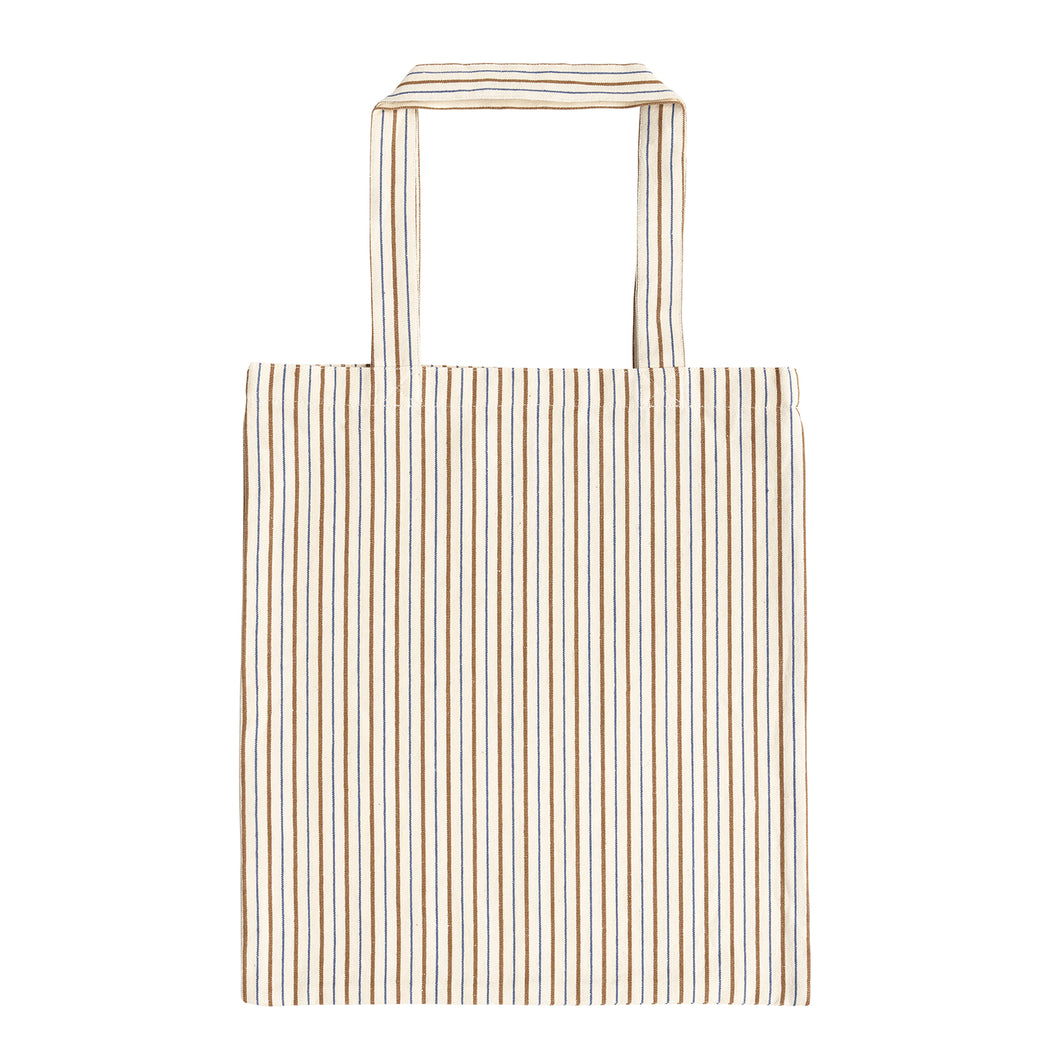 Cotton striped tote bag - Walnut