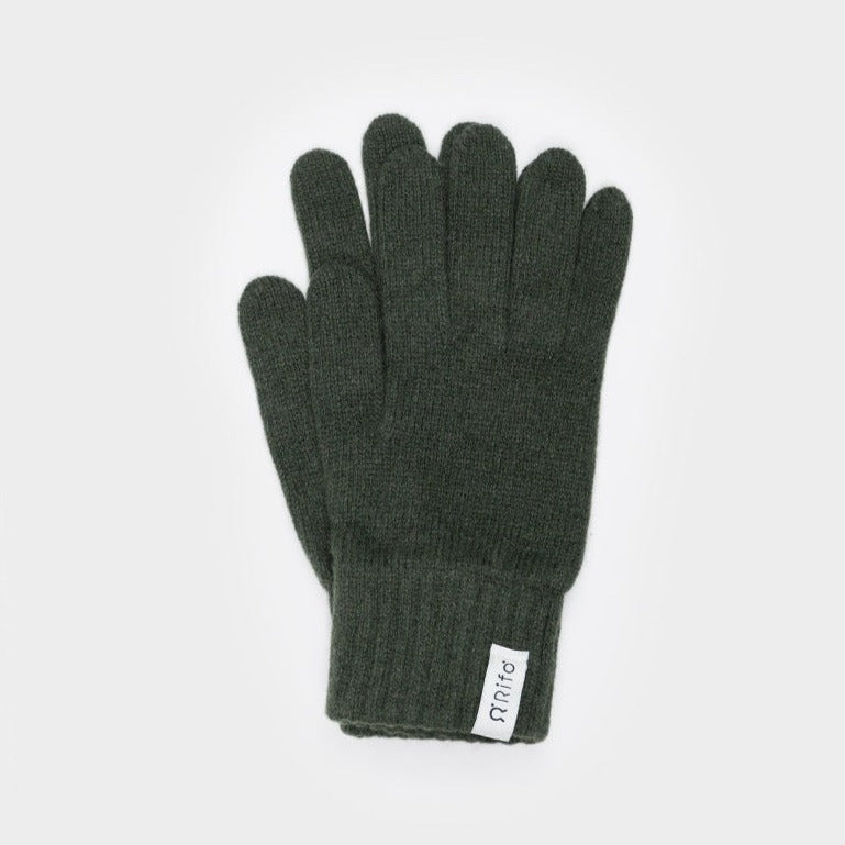 Recycled cashmere gloves - Forest Green