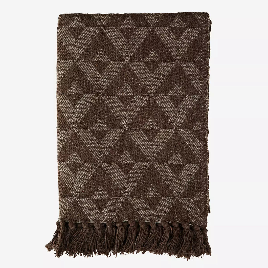Recycled cotton throw in brown colour