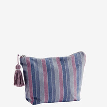 Carica l&#39;immagine nel visualizzatore di Gallery, Pochette in cotone stampato con nappa colore mirtillo
