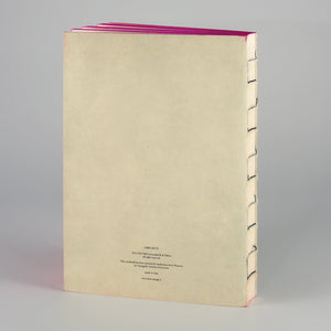 Notebook con copertina Romeo and Juliet e laterali giallo fucsia. Retro.